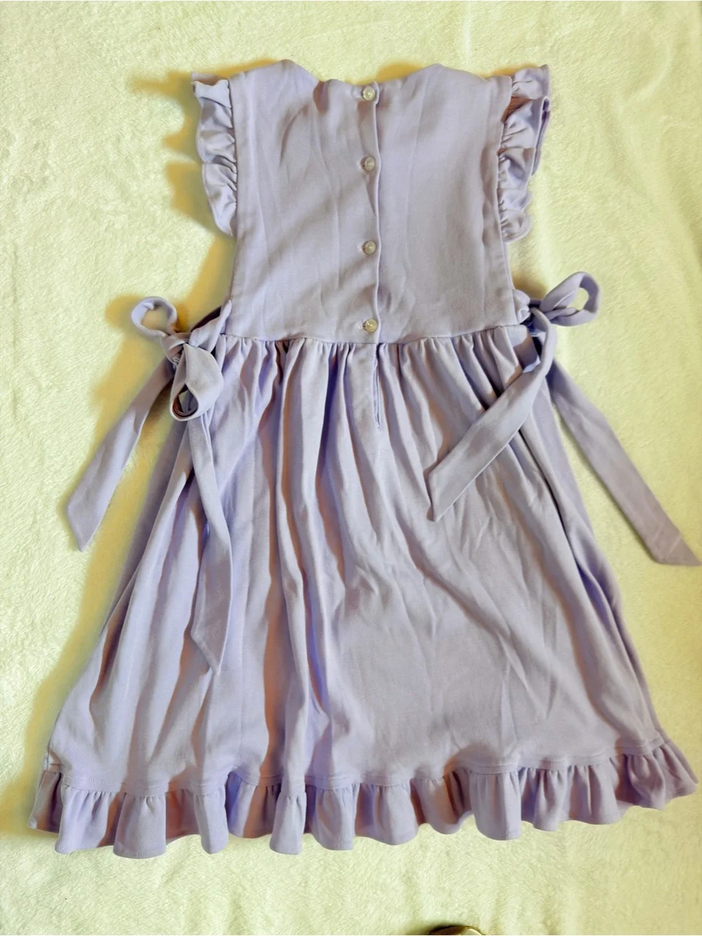 Zucchini kids light purple side tie bow ruffle hem knit dress 6